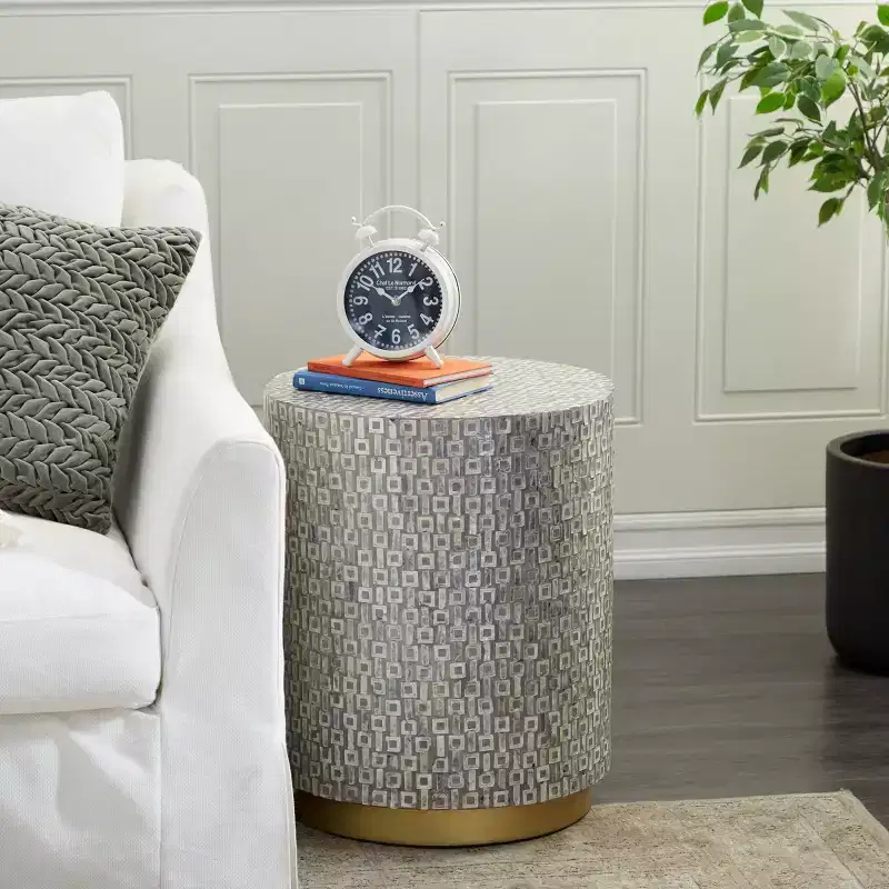 Contemporary Mother of Pearl Accent Table Gray - Olivia & May
