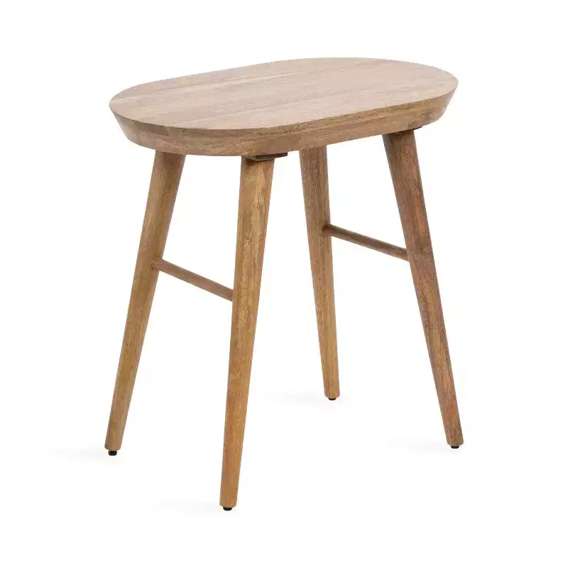 Brown Oval Wood Side Table – 1 Person Use