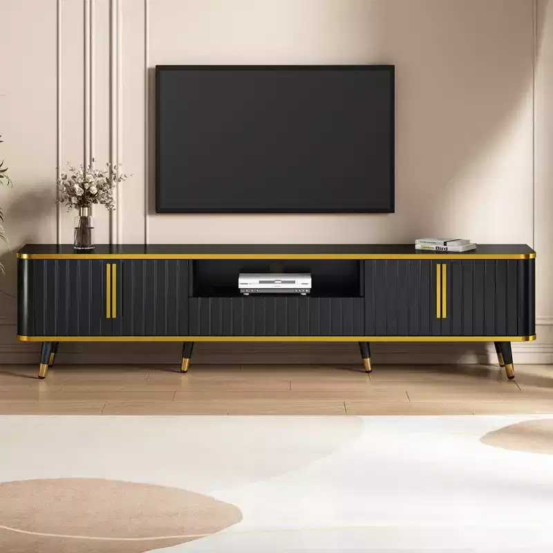 78.8 Minimalism TV Stand with Open Storage Shelf for TVs Up to 85'', Practical Media Console with a Drawer and 2 Cabinets, 4L-ModernLuxe
