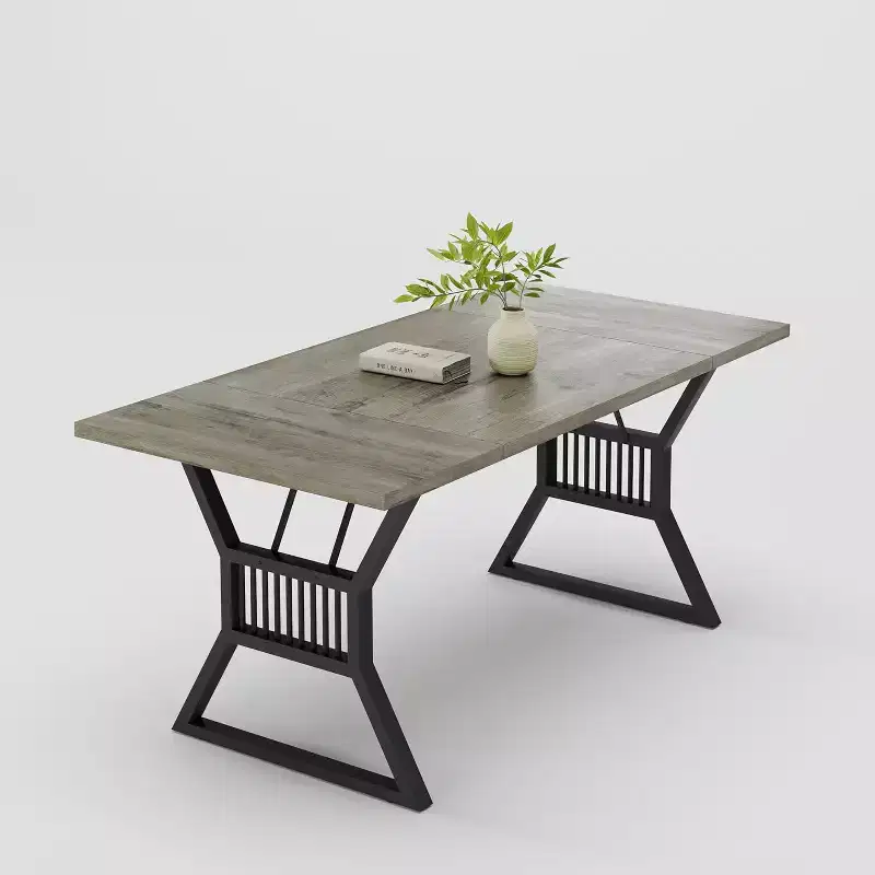 Dining Table 4-6 Person 70.8 Inch, Farmhouse Kitchen Table with Heavy Duty Metal Legs, Wooden Long Dining Room for Kitchen, Living Room