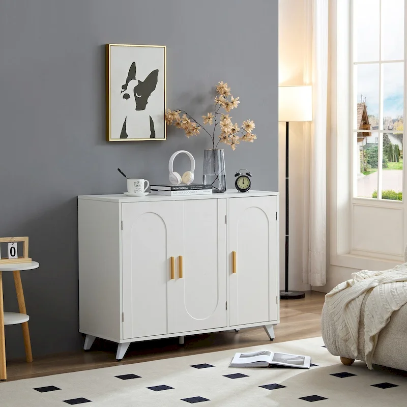 Sideboard Buffet cabinet with 3 doors and removable shelves, for living room, dining room