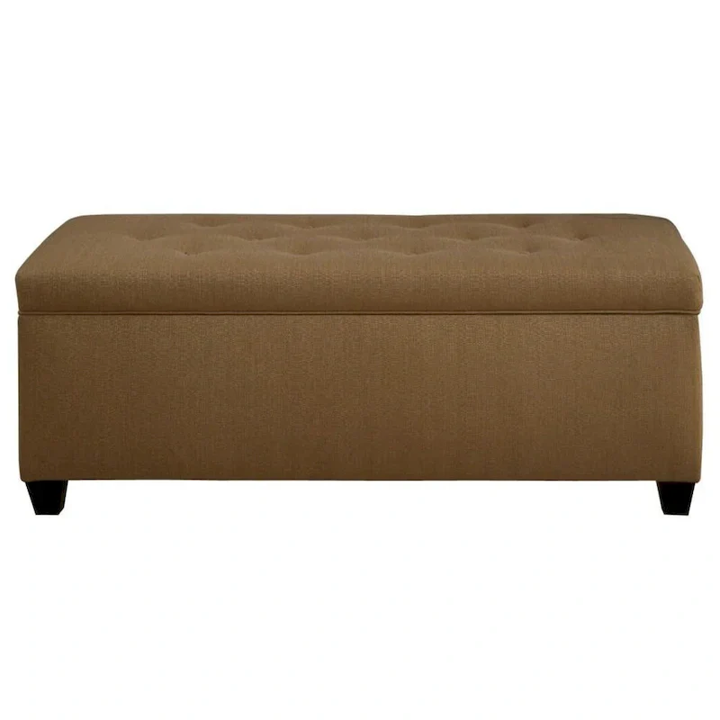 Button-Tufted Shoe Storage Bench with Upholstered Seat