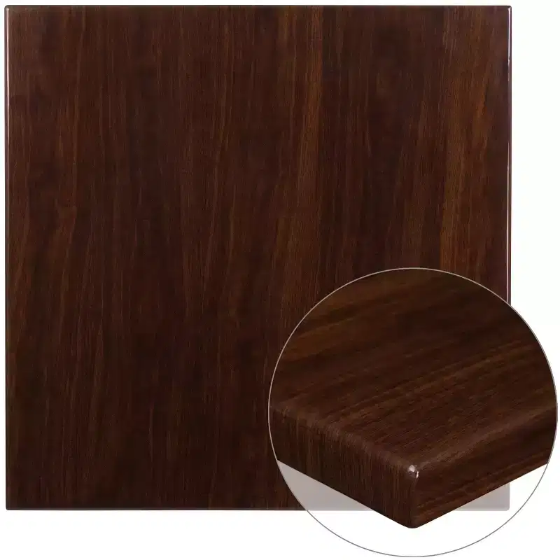 Emma and Oliver 36 Square High-Gloss Resin Table Top with 2 Thick Drop-Lip