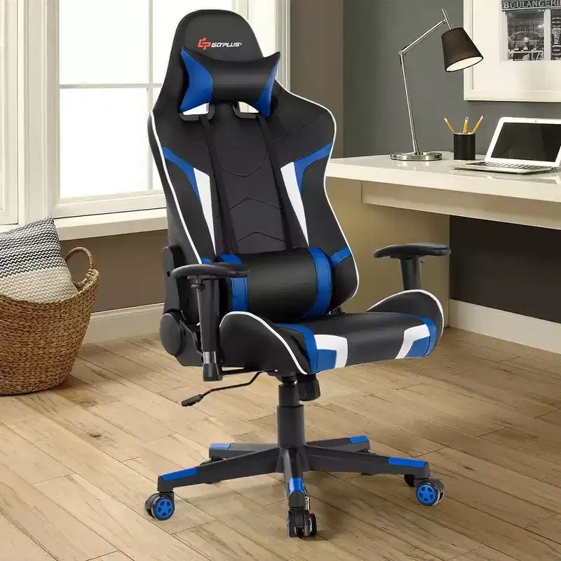 Massage Gaming Chair, Reclining Swivel Racing Office Chair with Lumbar Support