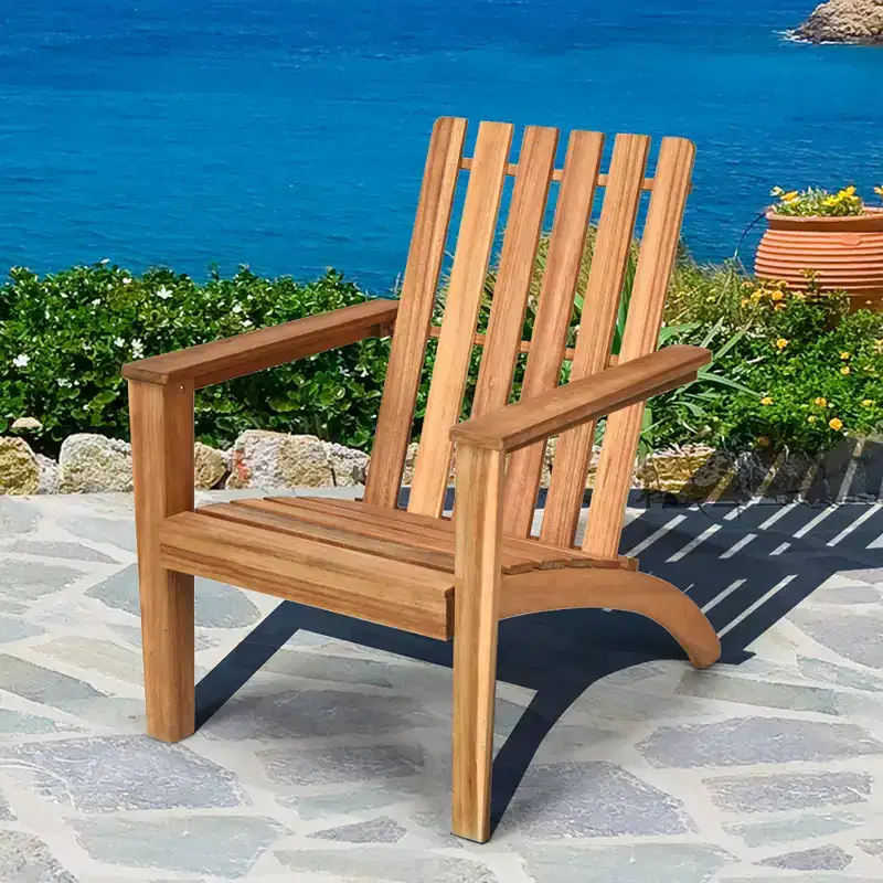 Costway 2PCS Patio Acacia Wood Adirondack Chair Lounge Armchair sturdy Outdoor Garden