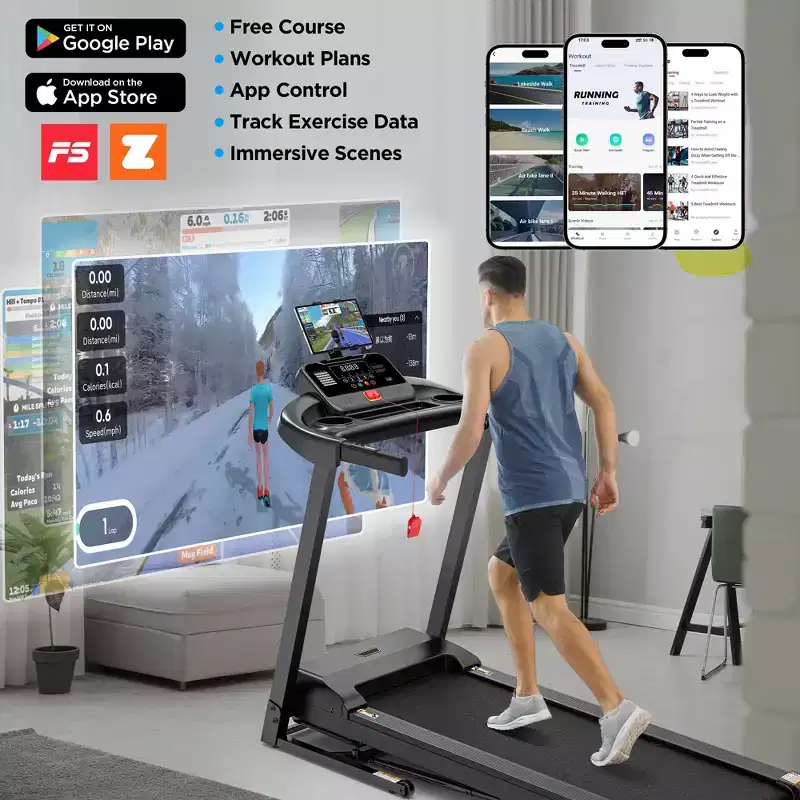 Smart Folding Treadmill with Incline  7.5 MPH, 2.5HP Quiet Motor, 300 lbs Capacity, App & Bluetooth Control for Home Fitness
