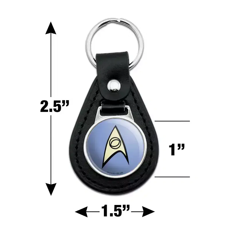Star Trek Science Shield Black Leather Keychain