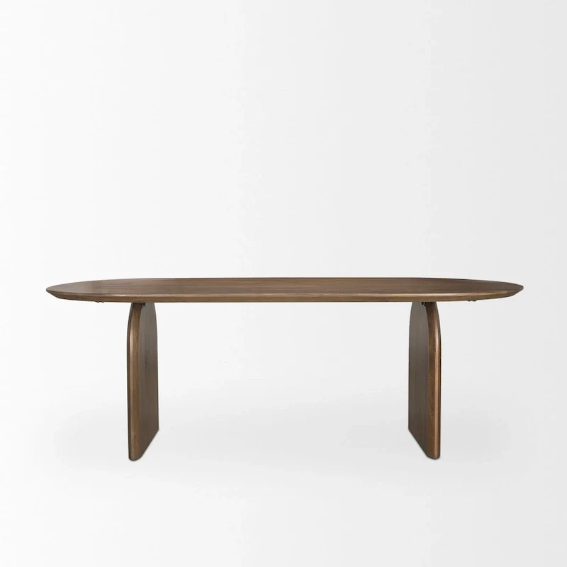 Isla Oval Dining Table w/Dark Brown Wood Top & Arched Legs - 86.5L x 39.0W x 30.0H