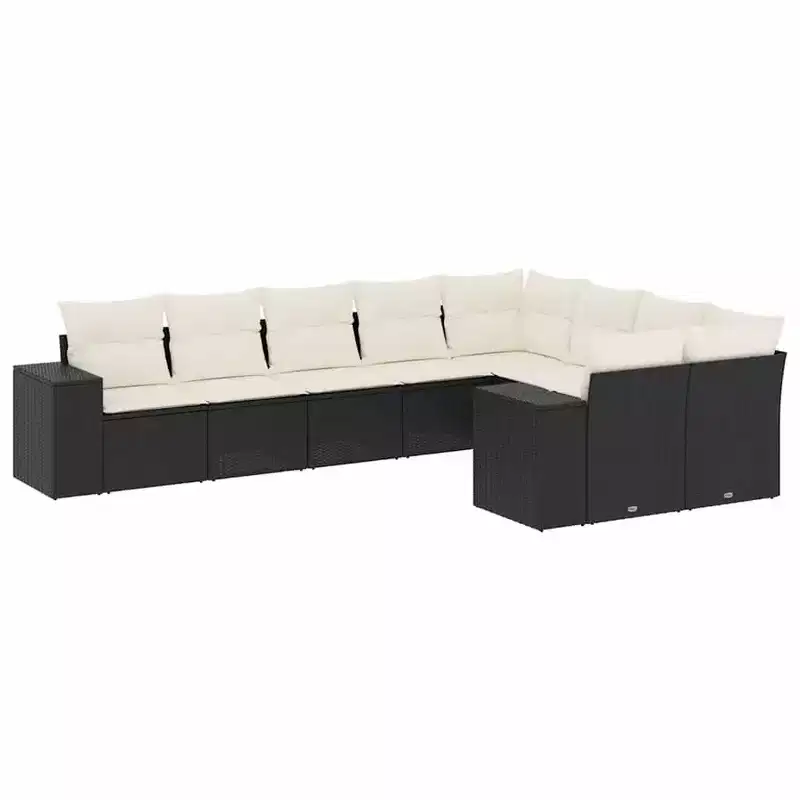 vidaXL Garden Sofa Set Black PE Rattan Large Modular Garden Sofa Set
