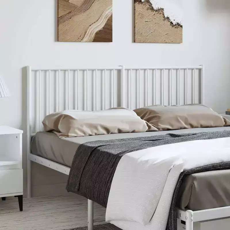 35.4-Inch Metal Headboard for Full Size Beds – White