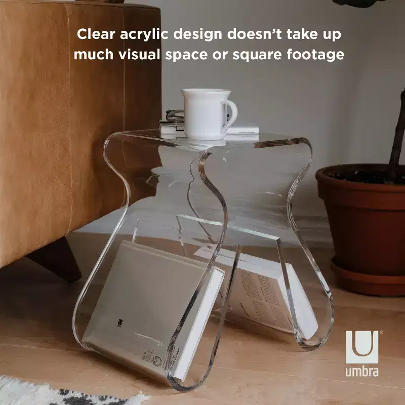 Acrylic Stool and Magazine Rack, Clear