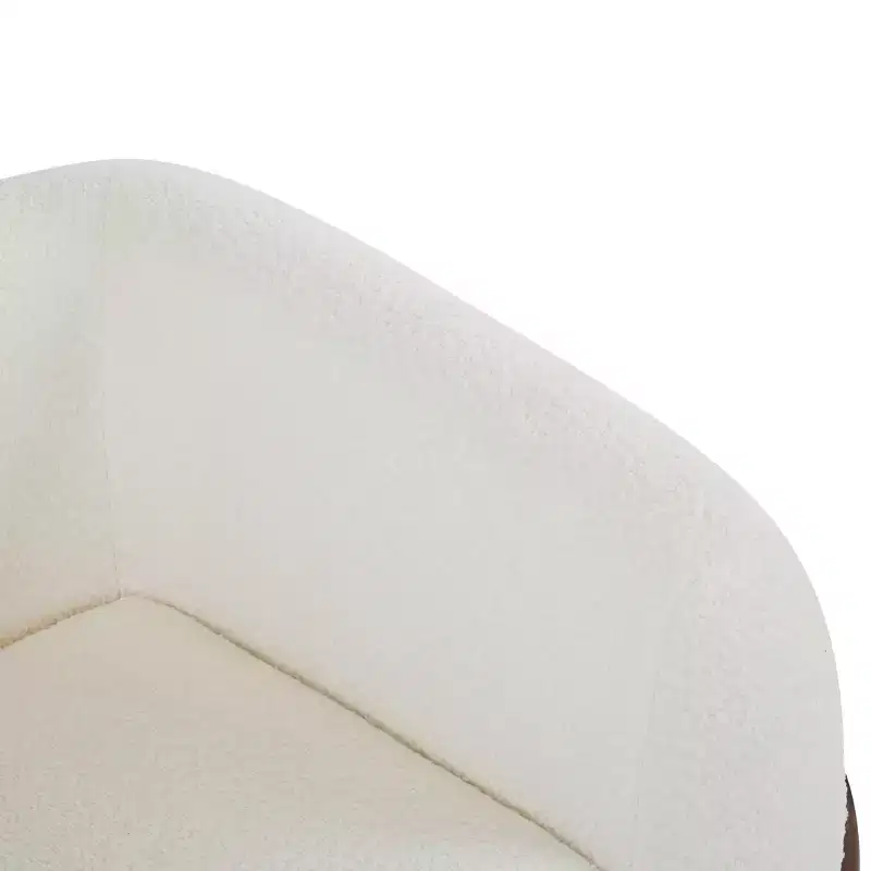Birch Wood Boucle Upholstered Club Chair