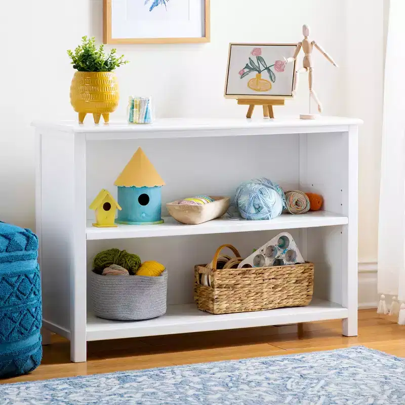 2-Shelf Pine Wood Bookcase 38x12x42