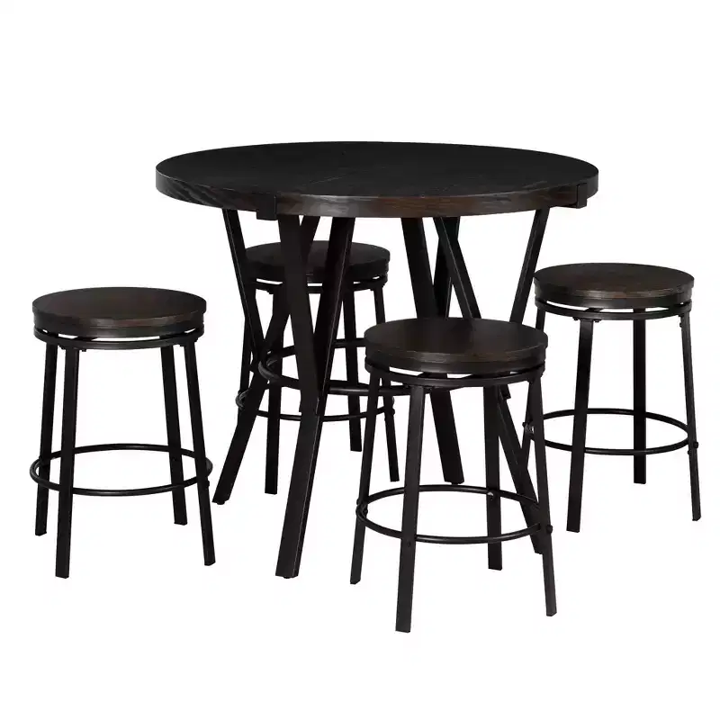 Powell 5pc Galway Round Dining Set Charcoal