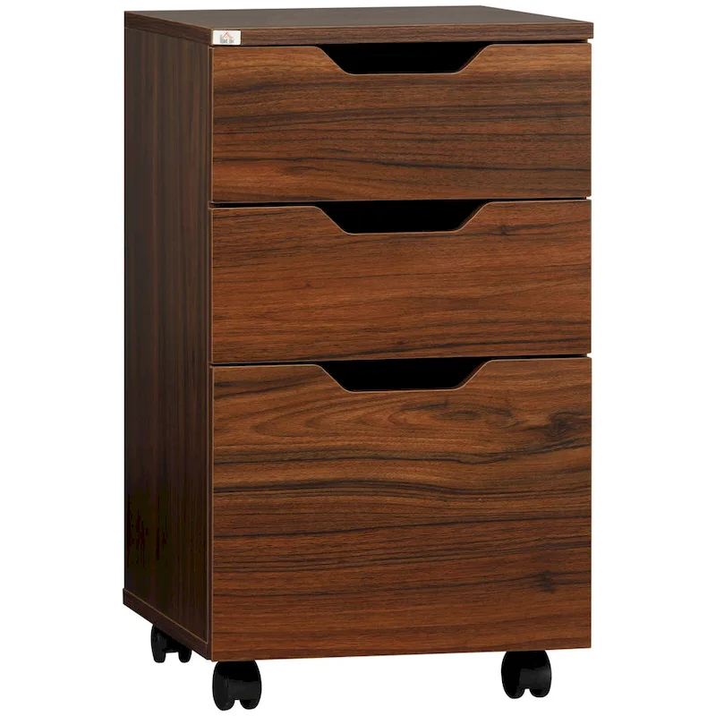 HOMCOM 3 Drawer Mobile File Cabinet, Rolling Printer Stand, Vertical Filing Cabinet