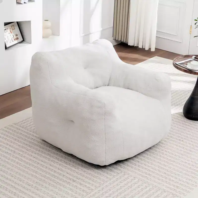 Bean Bag Chair with Arms, Teddy Giant Bean Bag Sofa with High-Density Foam, Floor Chairs for Adults, Bean Bag Couch for Living Room