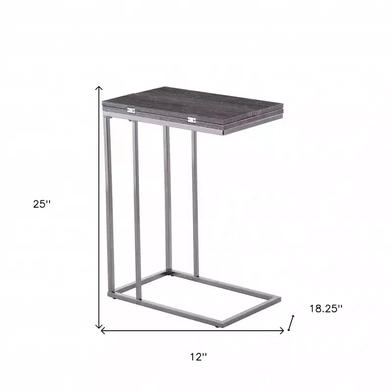 HomeRoots 25 Silver And Gray Expandable Rectangular End Table