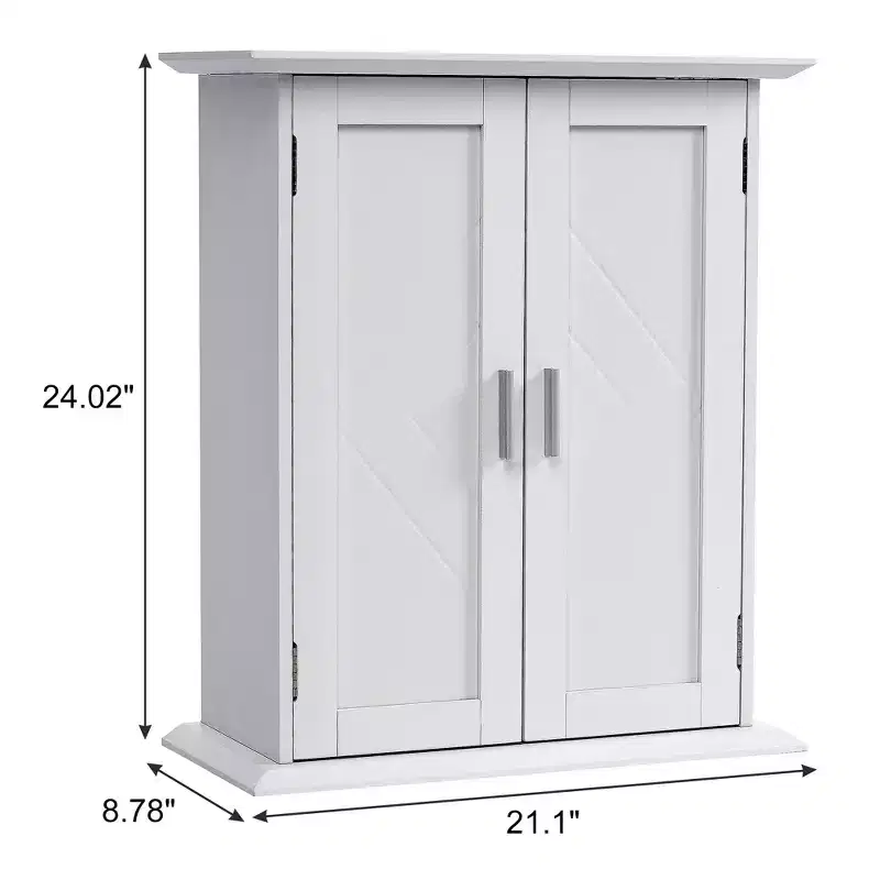 VECELO Wall Mount Bathroom Cabinet Wooden Storage Cabinet with Adjustable Shelves and 2 Doors, Bathroom Medicine Cabinet, White