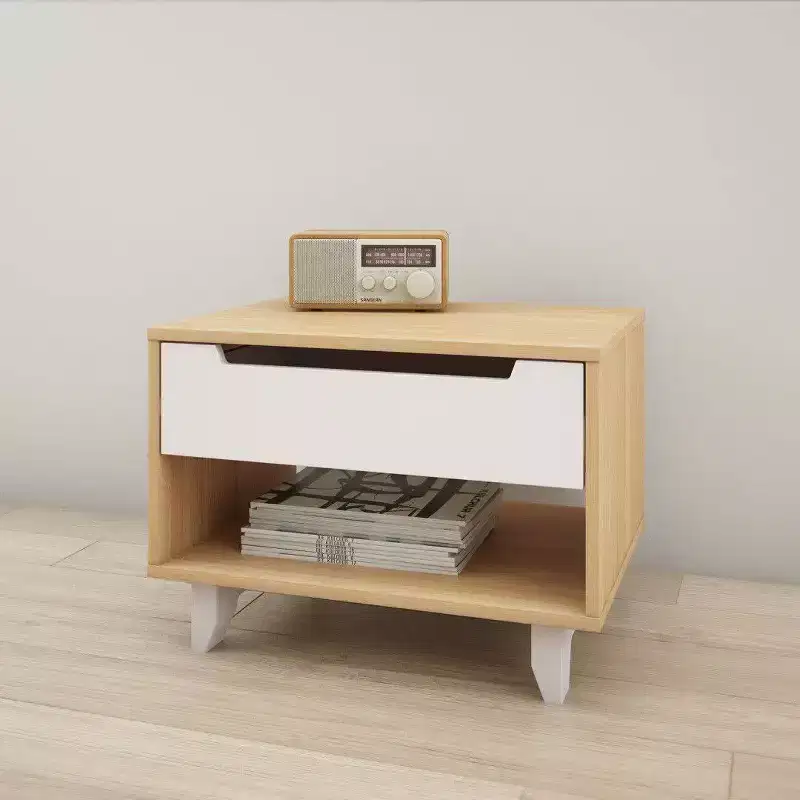 Open Shelf 1 Drawer Nightstand