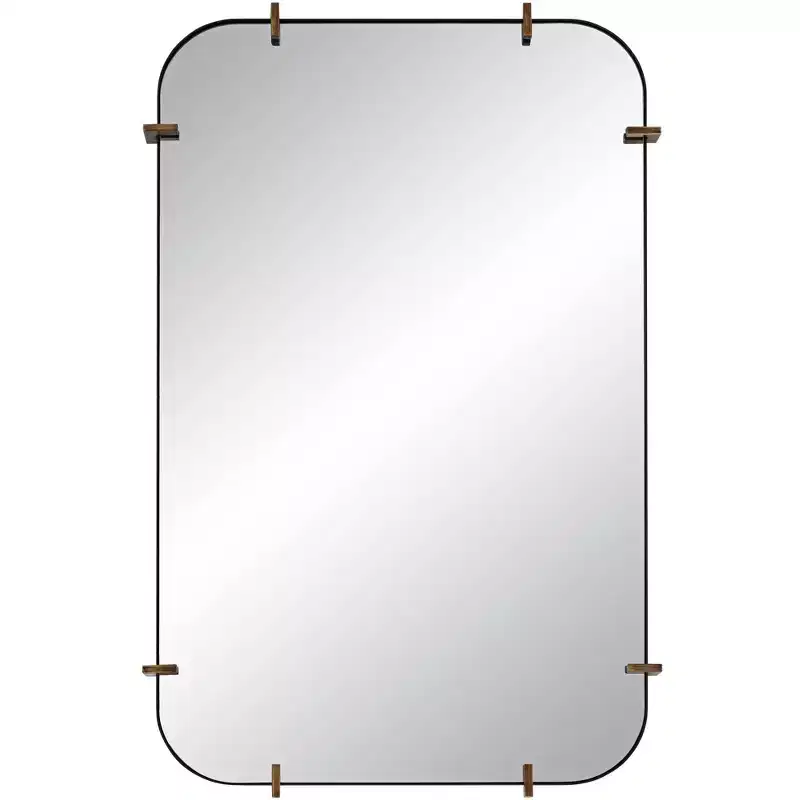 Radius 24 x 38 Black Rounded Edge Wall Mirror