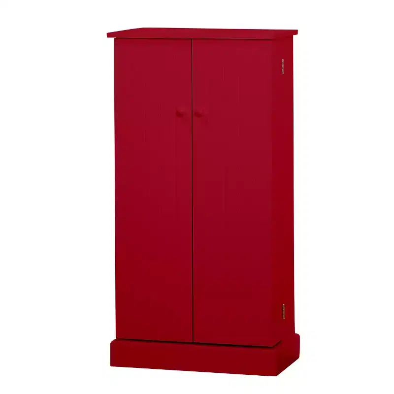 Buylateral Utility Pantry Red: Transitional Style, MDF Construction, 3 Adjustable Shelves, 10 Door Compartments