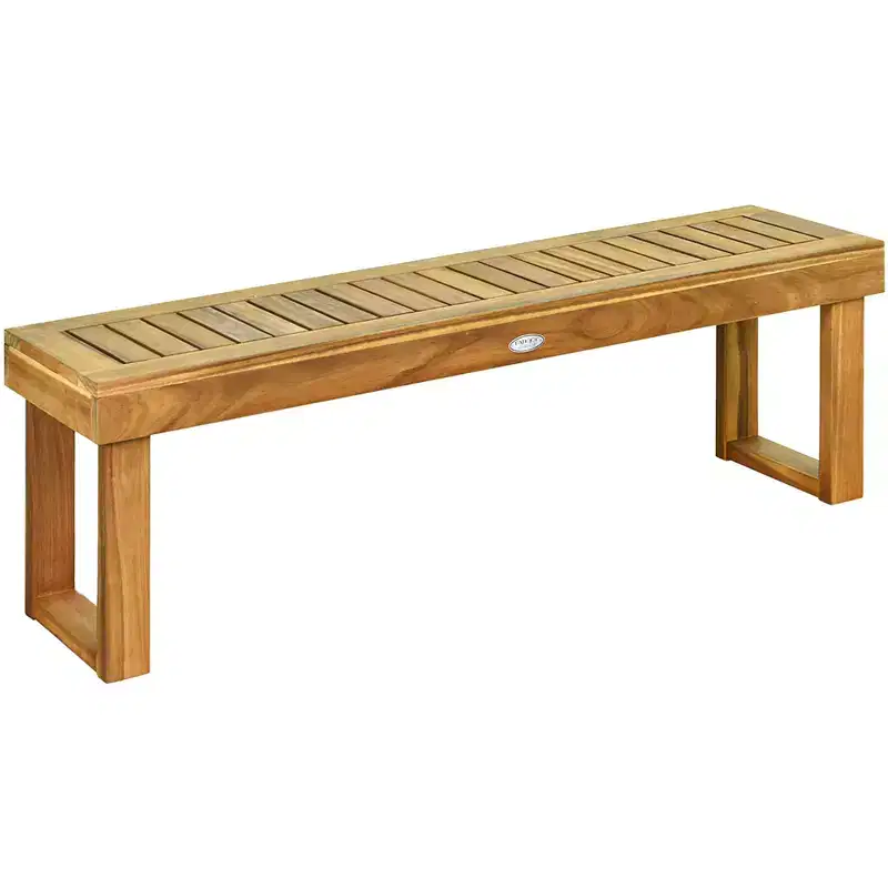 Costway 1/2 PCS 52 Outdoor Acacia Wood Dining Bench Chair Seat Slat with Bar