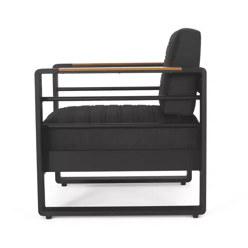 TUYOHW 15 Chic Patio Accent Chair Set of 1,Luxury Outdoor Conversation Aluminum Sofa Chair for Porch,Garden & Backyard,Upholstered Club Chair