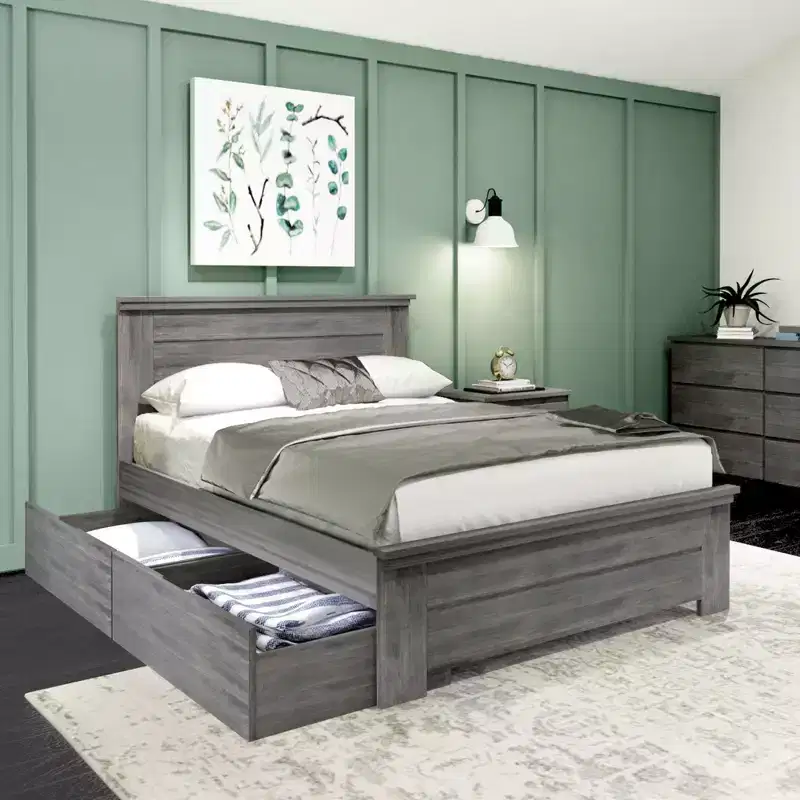 Solid Wood Bed Frame with Headboard – Full Size