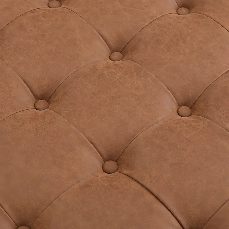 Christopher Knight Home - 34 Tufted Upholstered Cocktail Ottoman, Square Leather Ottoman Coffee Table with Rubber Wood Frame