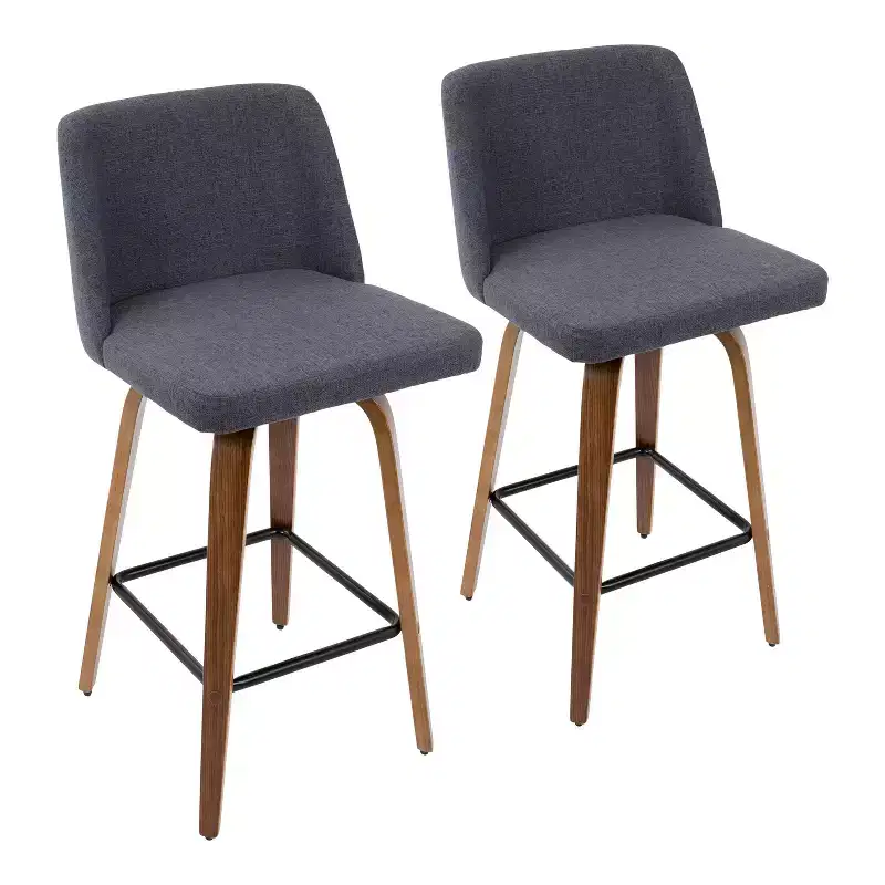 Set of 2 Toriano Mid-Century Modern Counter Height Barstool - LumiSource
