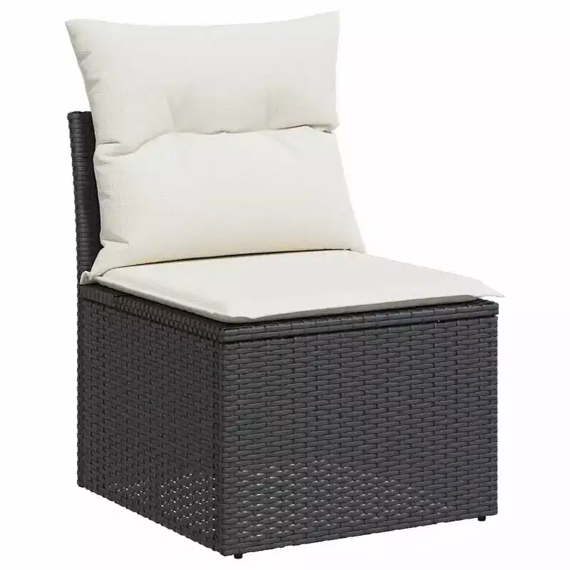vidaXL Garden Sofa Set Black PE Rattan Large Adjustable Feet