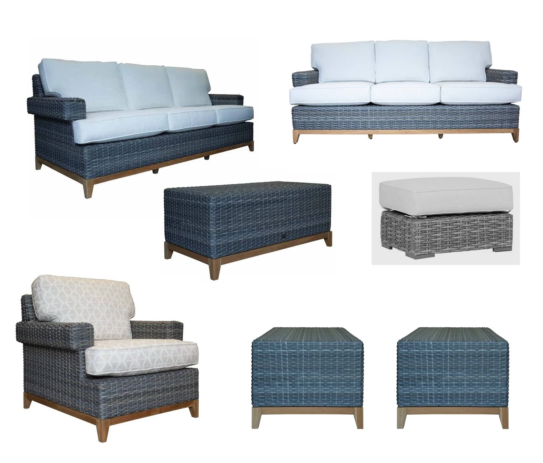Outdoor Patio Wicker Sofa with Cushions