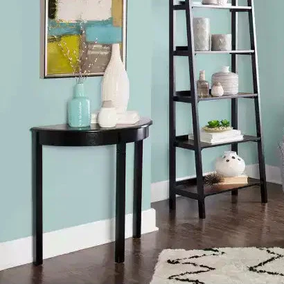 Traditional Wood Demi Lune Console Table Black Cherry