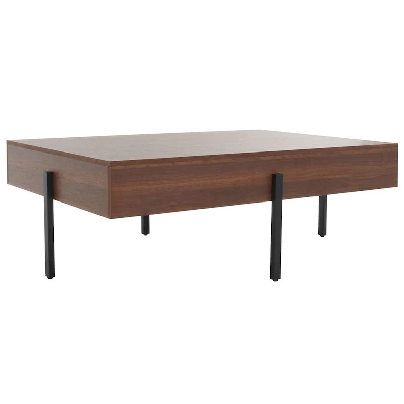 Rectangular Wood Coffee Table with Metal Legs, 47W x 30D x 16H