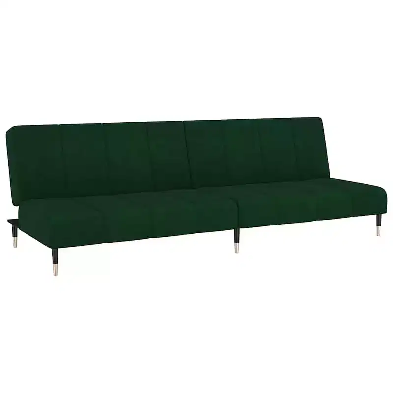vidaXL 2-Seater Sofa Bed - Dark Green Velvet Upholstered Loveseat, Multi-Functional Twin Sleeper for Living Room/Studio