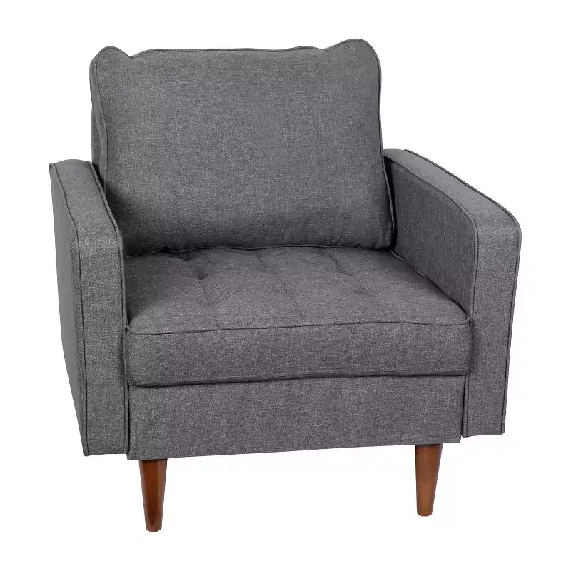 Merrick Lane Mid-Century Modern Armchair with Tufted Upholstery & Solid Wood Legs