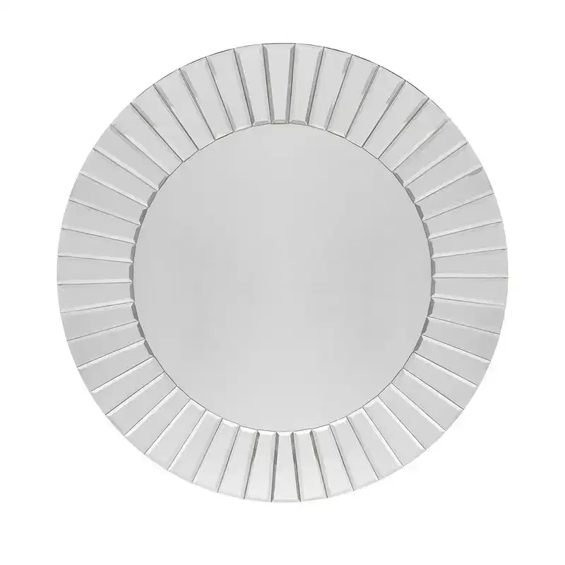 HomeRoots 24 Clear Round Beveled Glass Framed Accent Mirror
