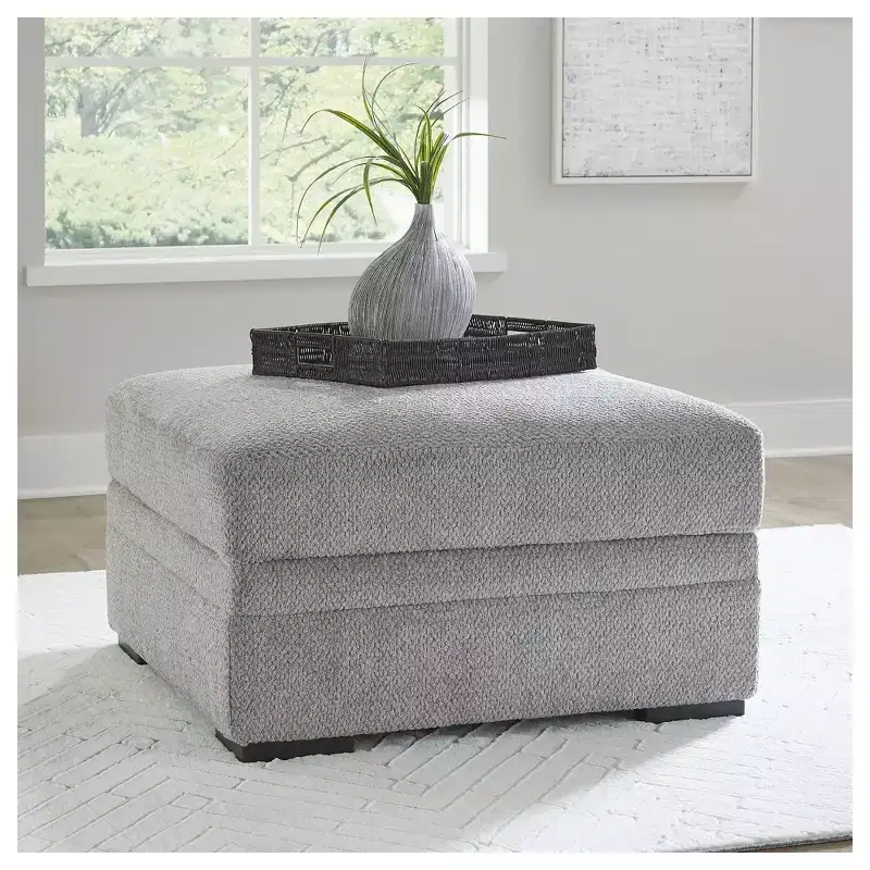 Signature Design by Ashley Casselbury Classic Ottoman With Storage, Light Gray
