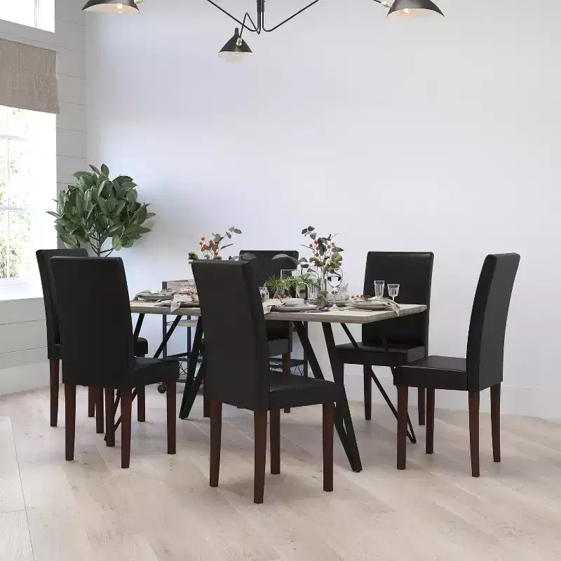 Merrick Lane Mid-Century Panel Back Parsons Accent Dining Chair - Set of 6