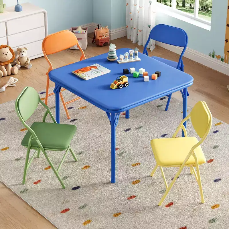 Folding Table and Chairs Set, Boys and Girls Activity Table and Chairs Set for Dining Room,Daycare,Classrooms