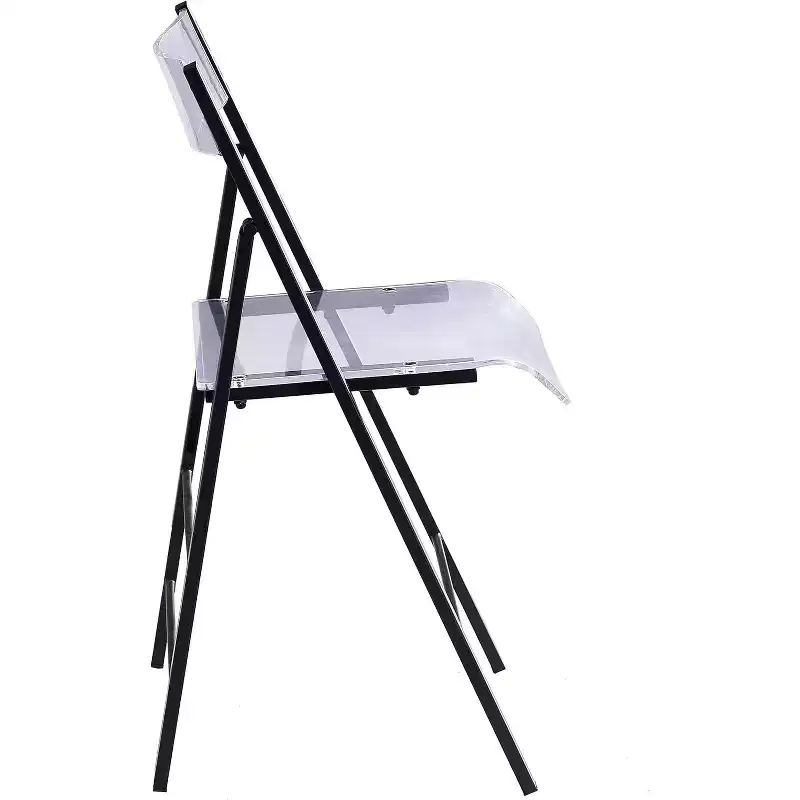 Luxury Modern Folding Chair - Clear Acrylic Lucite with Chrome Steel Frame