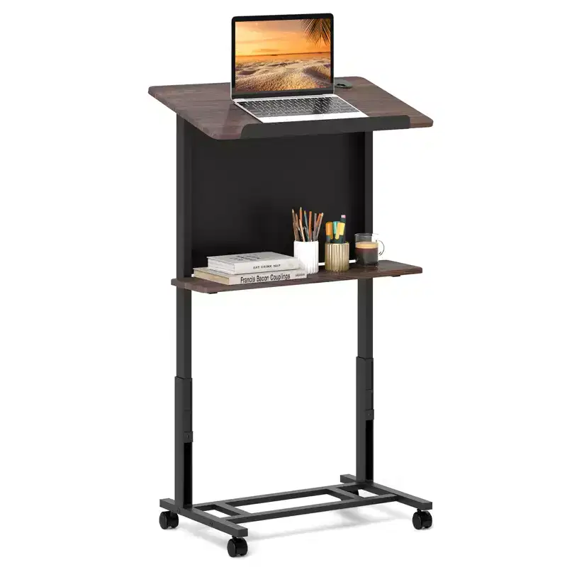Height-Adjustable Rolling Podium Stand 40.5