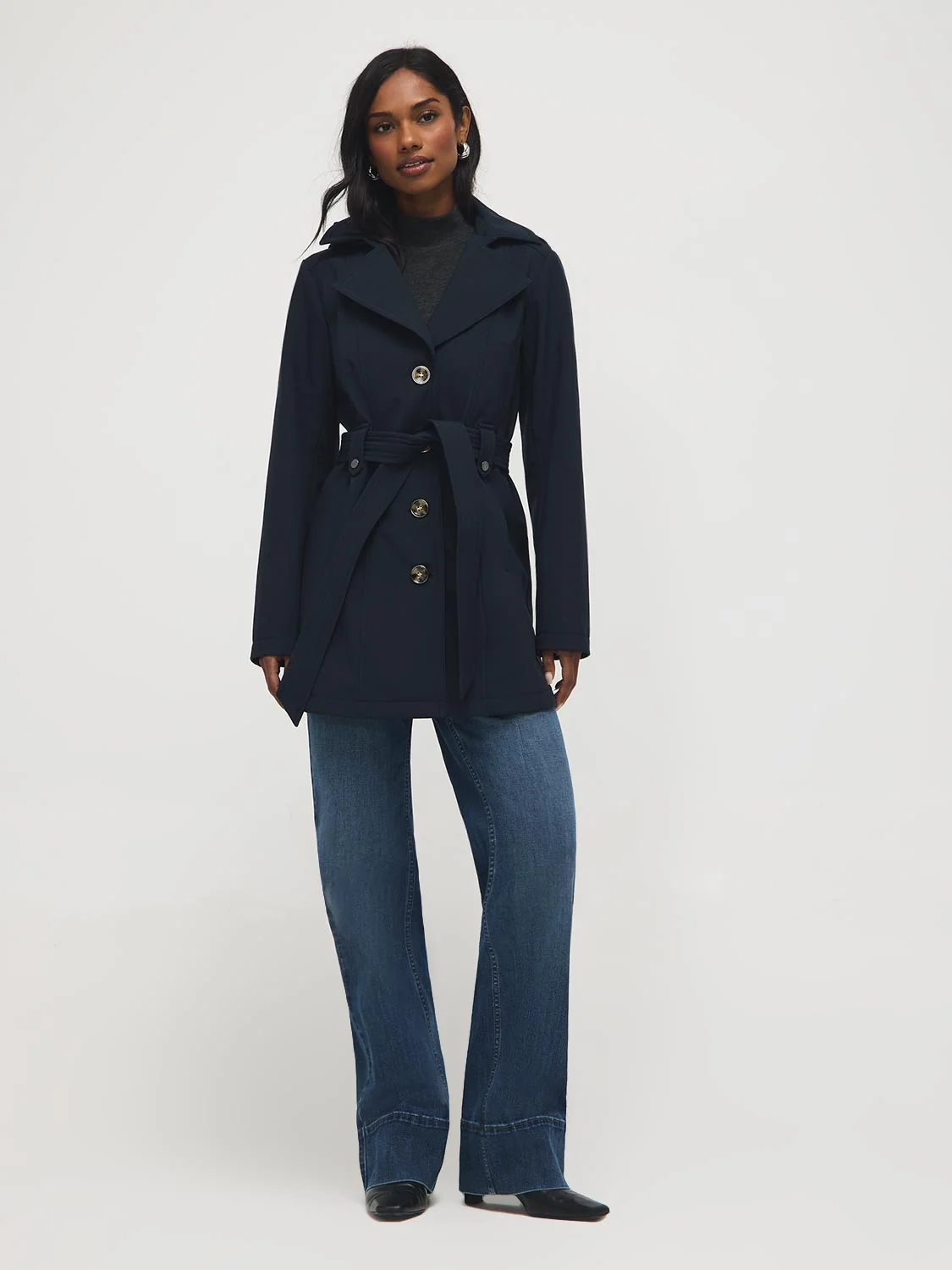 Mid-Length Hooded Trench Coat