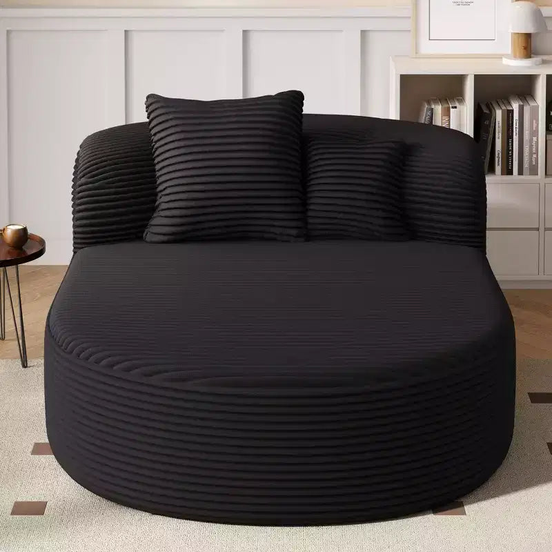 Okak Modern Oval Chaise Lounge Sleeper Sofa Bed with Supportive Pillows,Upholstered Deep Seat Futon Sofa Couch for Living Room