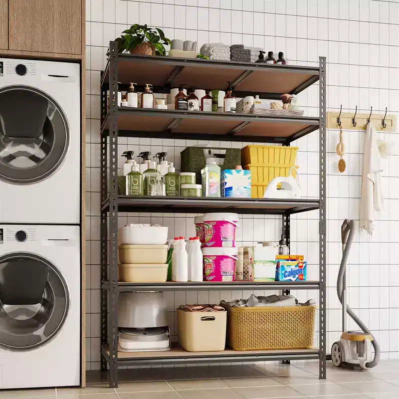 Storage Shelves 5 Tier Garage Shelving Heavy Duty Adjustable Metal Shelving Unit, Garage Shelves for Basement, Warehouse, Pantry, Closet, Kitchen