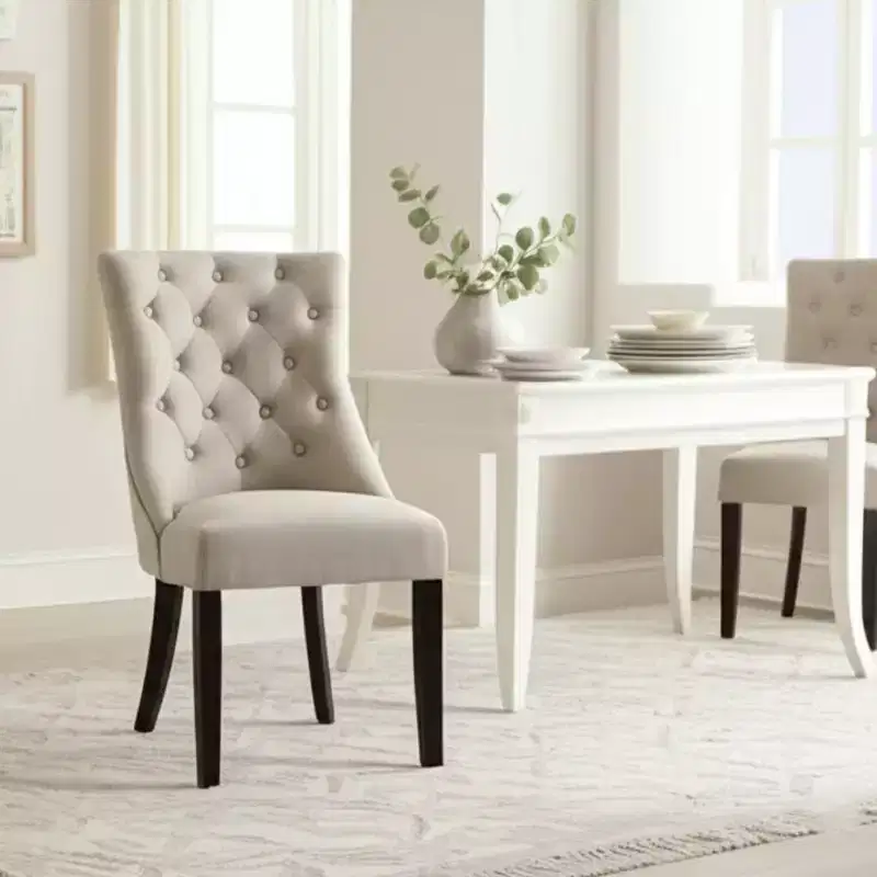 Prairie Upholstered Side Chairs, Cream Linen (Set of 2 Chairs)