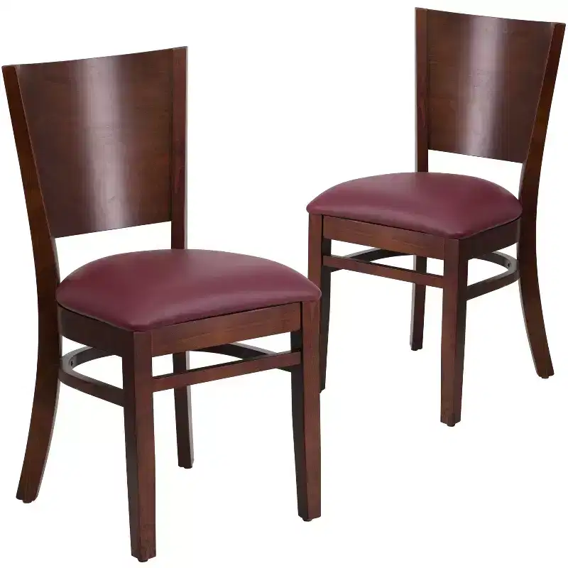 2 Pack Solid Back Wooden Restaurant Chair