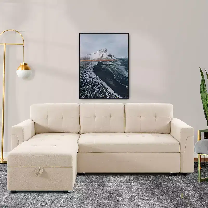 Home Imports Emporium Reversible Sleeper Sectional Sofa  Convertible Couch with Storage Chaise, Space-Saving Design for Modern Living Rooms
