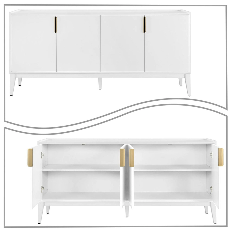 Classic Wooden Sideboard with Solid Rubberwood Legs
