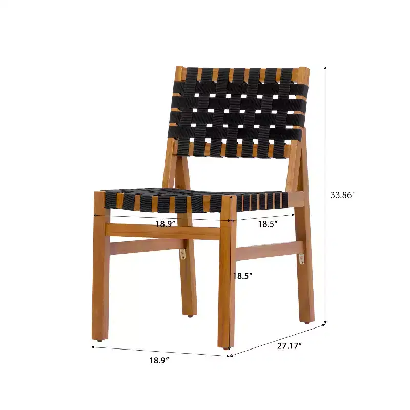 Christopher Knight Home Prasert Modern Acacia Wood Patio Side Chairs with PE Woven Rope (Set of 2)